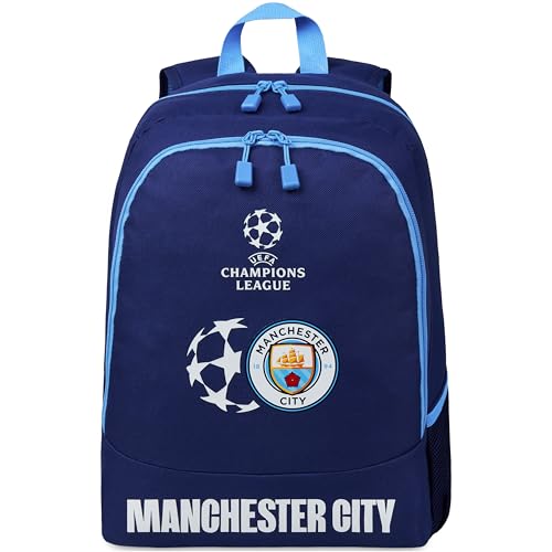 Manchester City F.C. Sac à Dos Homme Ado Officiel Sac de Sport Gym École Travail ou Voyage Accessoire Football Cadeau Foot Supporter (Bleu Marine)