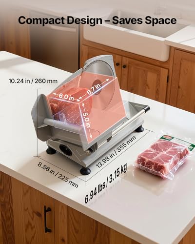 Image of VEVOR Meat Slicer, 6.7 inch Electric Deli Slicer Machine with 2 SUS420 Blades