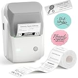 B1 Etiquetadora, Impressora Térmica Bluetooth Portátil, Rotuladora de Etiquetas Adesivas para Casa, Escritório, Cozinha e Escola, 2 Polegadas com Etiquetas de 50 * 30mm, Cinza