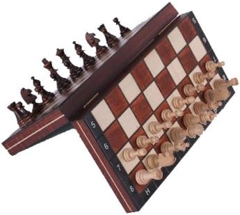 Miniatura 3 de Juego de ajedrez de viaje magnético de madera con tablero de ajedrez Mahgany y compartimento de almacenamiento