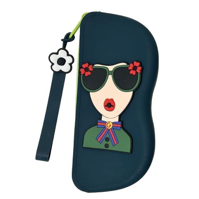 Silicone Sunglasses Case with Lanyard, Cute Zipper Eyeglasses Pouch, Soft Eyewear Organiser Storage Bag for Women, Girls, Travel, 17x7.5 cm-image-36