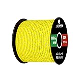 Lukinsen パラコード 2mm 反射 3芯 30m/60m パラシュートコード 耐荷重108kg 細引き ガイロープ テントロープ キャンプ アウトドア DIY 編み アクセサリー制作用 (反射イエロー, 30m)