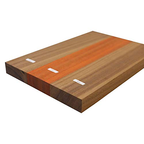3-Piece Electric Guitar Body Blanks – 21" x 14" x 1-3/4" Padauk &amp; Sapele Hardwood for Luthier Guitar Building, Woodworking &amp; DIY Projects by Exotic Wood Zone