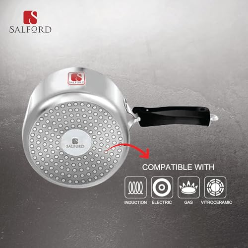 Image of Salford Pressure Cooker Inner Lid 1 Litre | Aluminium Mini Cookers Manual Kitchen Must-Have Cookware Pots & Pans | ISI Certified | Fast & Safe Healthy Cooking | Induction & Gas Stove Compatible