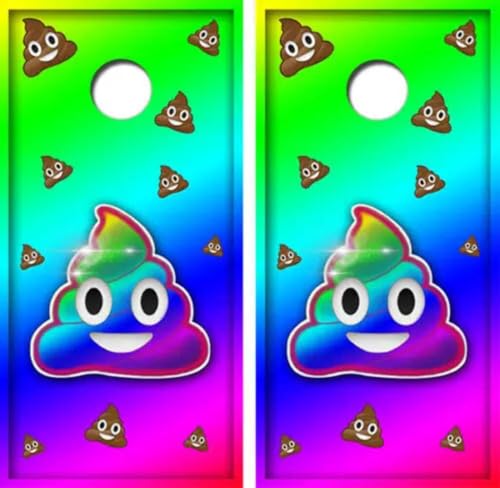 KT Cornhole Wraps Emoji Themed Laminate Cornhole Wood Board Skin Wrap (Wrap Only)