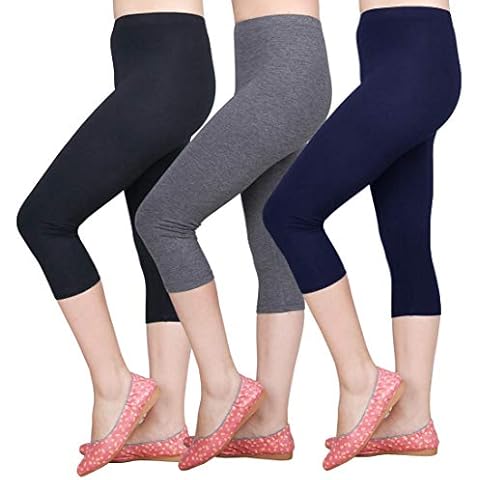 IRELIA 3 Pack Modal Girls Leggings Capri Solid Pant for School/Holiday 03 L Cover