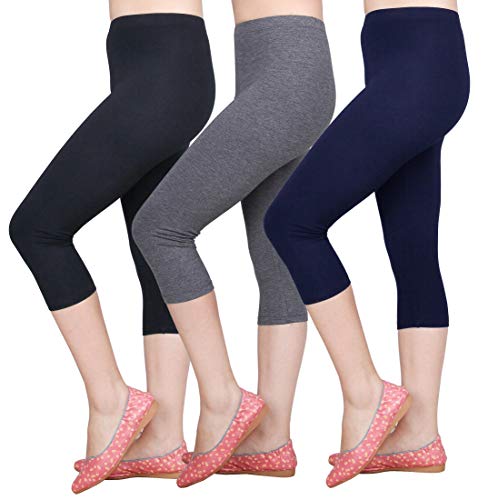 Irelia 3 Pack Modal Girls Leggings Capri Solid Pant For School/Holiday 03 L #TOP13