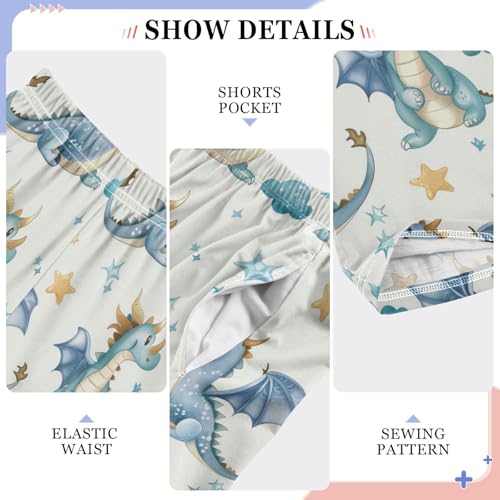 Pajama Bottoms, Cartoon Blue West Dragon Sleeping Pant Lounge Wear Long Pants Sleepwear Pjs4