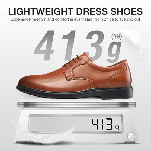 Image of HEEZ Mens Dress Shoes Black, Split Leather Oxford Shoes for Men Nonslip, Comfortable Work Shoes for Formal Business