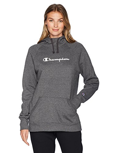 Champion Women's Fleece Pullover Hoodie, Granite Heather Script, XXL