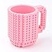 Havitar embedded brick cup 10 colors, creative building block cup DIY building coffee cup (built-in 3 packs of building blocks), Christmas gifts (pink)