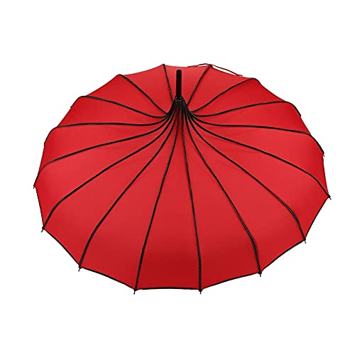 Parapluie protection UV rouge grand format avec mât rigide pour se protéger de la pluie