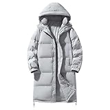 [Adhdyuud] メンズロング冬フグコート厚手フード付きジャケット暖かいキルティングアウターフルジップパーカー