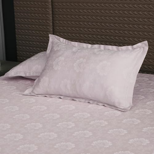 Image of Story@Home Long Staple Premium Cotton Compact Yarn Feel Glace Cotton Flatsheet Floral Printed King Size Double Bed Bedsheet with 2 Pillow Cover (108 inchx108 inch, Lavender) 500TC