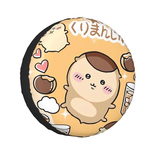 タイヤカバー ちいかわ くりまんじゅう スペアタイヤカバー おしゃれ タイヤ収納 防塵 防水 防紫外線 日焼け止 汚れ防止 劣化対策 タイヤバッグ 持ち運び便利 取付簡単 カー用品 14〜17インチ 屋外 軽自動車 普通車 汎用 17インチ:直径80-83