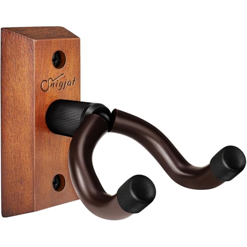 SNIGJAT Guitar Wall Mount, Classical Hardwood Guitar Hanger Mount, Wall Holder Hook Stand for Acoustic, Ukulele, Banjo, Bass, Mandolin (Saddle Brown)