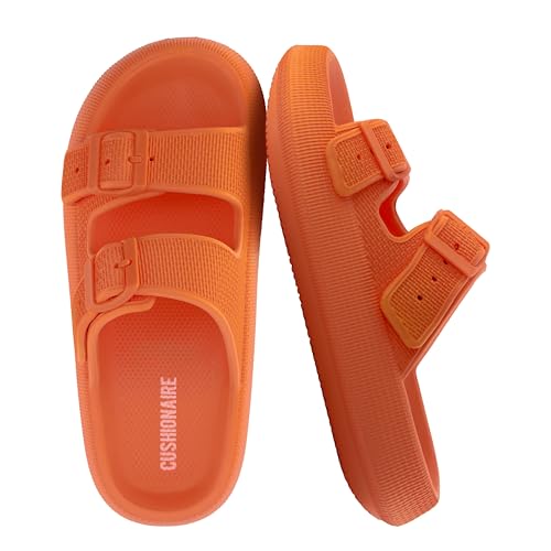 Image of CUSHIONAIRE Fame Pillow Recovery Sandals for Women, Adjustable Double Buckle Waterproof EVA Cloud Slides for Women