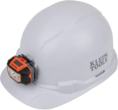 Klein Tools 60107 Hard Hat, Light, Non-Vented Cap Style, Padded, Self-Wicking Odor-Resistant Sweatband, Tested up to 20kV, White