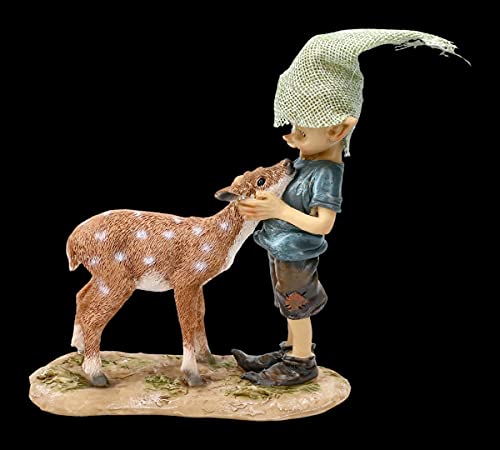 Figurine Pixie Kobold avec chevreuil Bambi et moi statuette gnome elfe de forêt - 2