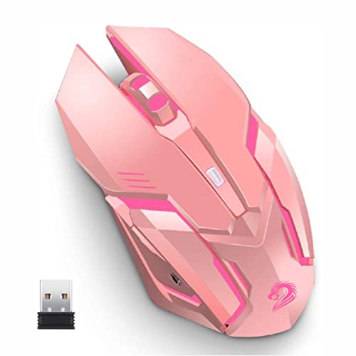 Uciefy X96 Wireless Gaming Mouse, Rechargeable Silent Mouse 4 Breathing Led Light Optical Mice With Nano Usb Receiver, 2400 Dpi High Precision Laser For Computer/Laptop/Mac/Pc (Pink) #TOP18