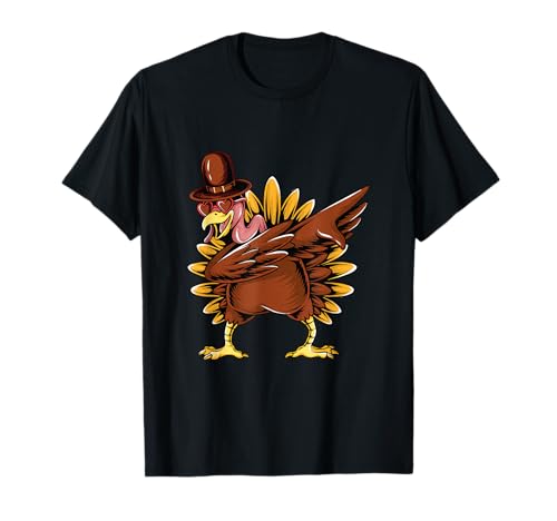 Dabbing Dabbing Turkey Thanksgiving Day Pilgrim Boys Girls Funny Dab T-Shirt