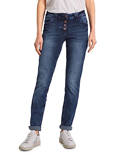 Cecil Damen Scarlett Jeans Jeanshose Loose, Mid Blue Wash-Bronze, 31W x 30L