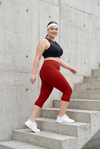 Image of TRASA Women's Cotton Capri Leggings, Stretchable 3 /4 Length Crop Pants, Comfortable, Plus
