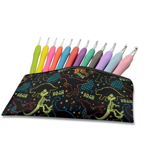 Image of Dinosaur Skeleton Pencil Case Lightweight Black Pencil Box for Preschool Toddlers Girls Pen Holder for Stationery Storage Ideal for School Classroom