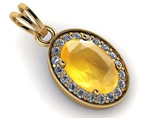 Natural 4.25 Ratti Certified Original Birthstone Yellow Sapphire Pukhraj 22K Gold Plated Beautiful Pendant3