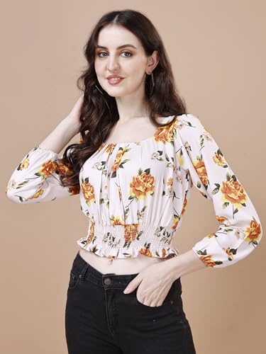 Image of Wedani Women's Casual Foral Print Puff Sleeve Regular Top