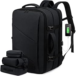 Mejores Maletas Para Avion LOVEVOOK Mochila Viaje Cabina Avion Maletas De Viaje Cabina Para Easyjet Ryanair 30L Equipaje De Mano Mujere Hombre Mochila Para Portátil 15,6 Pulgadas Con Puerto De Carga USB, Negro