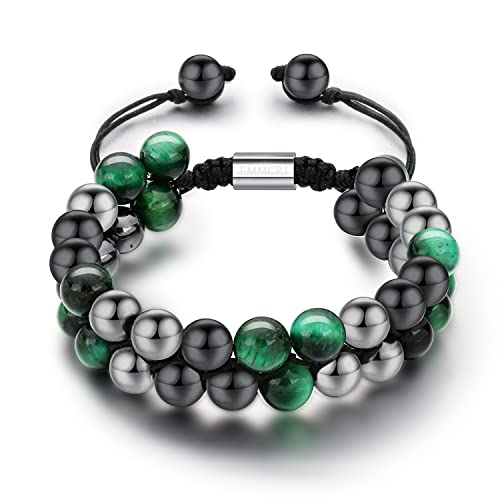 Emmori Ultra Strength Magnetic Bracelet - Green Tiger Eye Magnetic Bracelets for Men Woman - Adjustable Length