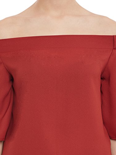 Image of Miss Chase Womens Brick Loose Fit Off Shoulder Top