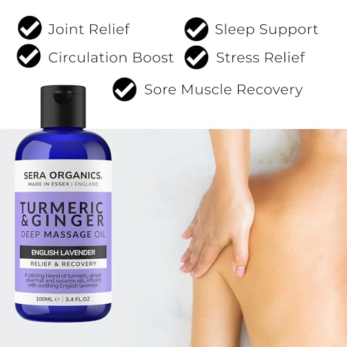 Turmeric Massage Oil for Arthritis Relief & Muscle Pain – 100% Natural, Anti-Inflammatory, Lymphatic Drainage, Joint & Nerve Soothing, Sleep Support – 100ml by Sera Organics - Image 4