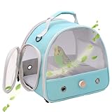 Bird Travel Cage, Portable Small Bird Parrot Parakeet Carrier with Standing Perch, Side Access Window Collapsible(Green, Mesh Windows)