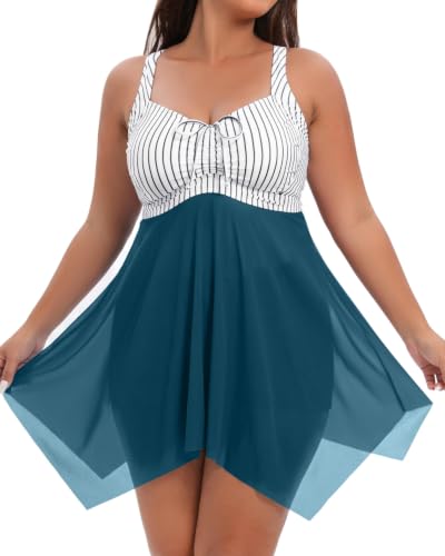 Image of Daci Plus Size Mesh Swim Dress Two Piece Swimsuits with Shorts