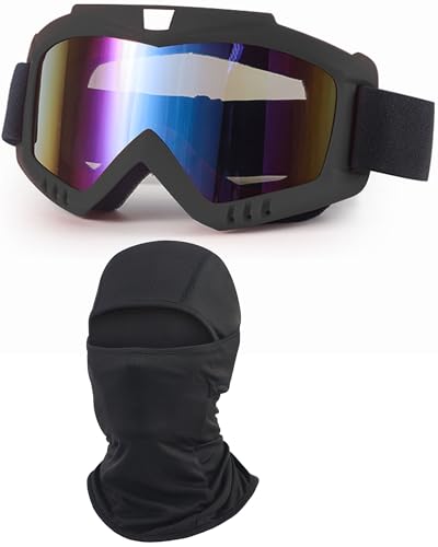 Image of Dirt Bike Goggles with Balaclava Motorcycle ATV Riding Ski Motocross Windproof Dustproof Racing Glasses for Women Men