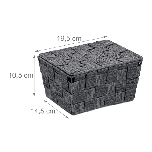 Relaxdays Lidded Storage Basket with Lid, Bathroom Storage, PP, HxWxD: 10.5 x 19.5 x 14.5 cm, Grey - Cosy Home Interiors Relaxdays Lidded Storage Basket with Lid, Bathroom Storage, PP, HxWxD: 10.5 x 19.5 x 14.5 cm, Grey - Image 4
