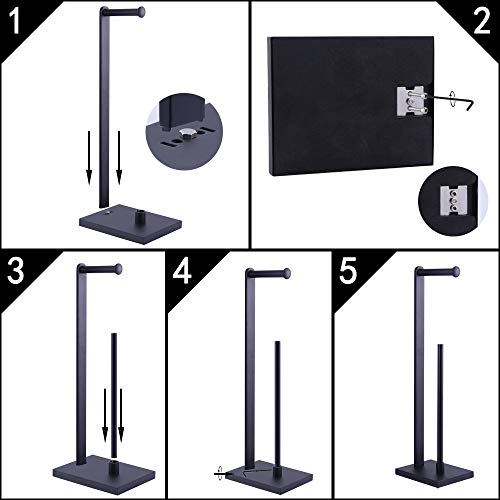 Gerzwy Sus 304 Stainless Steel Bathroom Free Standing Toilet Paper Holder Toilet Roll Holder For Bath, Matte Black #TOP4