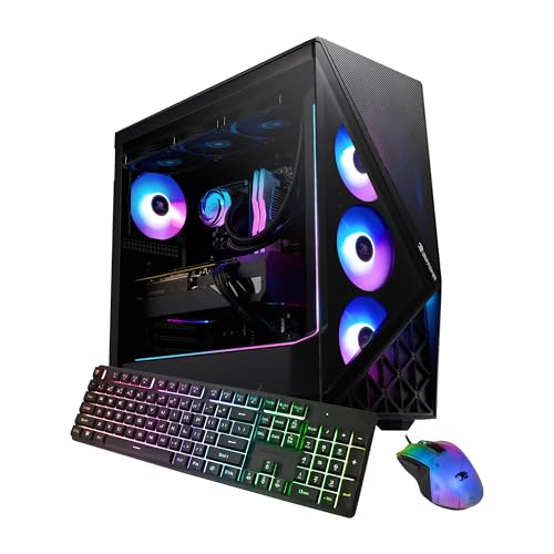 Image of iBUYPOWER Slate Gaming PC Desktop Computer AMD Ryzen 7 9800X3D CPU, AMD Radeon RX 9070XT 16GB GPU, 32GB DDR5 RGB 5200MHz RAM, 2TB NVMe SSD, Windows 11 Home, Gamer Keyboard and Mouse - SBA7R97XT02