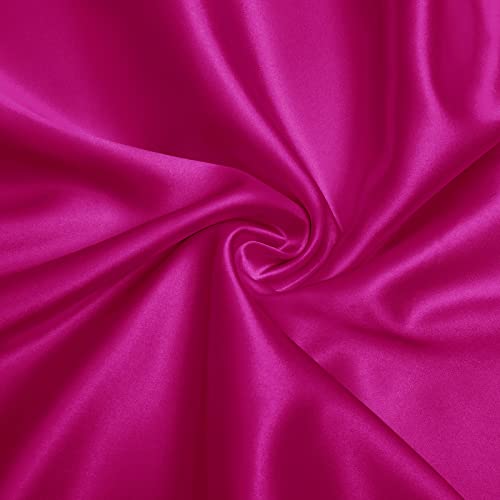 VACVELT Charmeuse Satin Fabric by The Yard, 60 Inch Wide Hot Pink Satin Fabric Shiny & Soft Cloth Fabric, Silky Satin Fabric for Bridal Dress, Wedding Decorations, Crafts, Sewing, Draping (5 Yards)