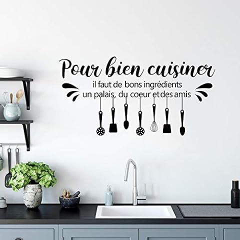 decalmile Pegatinas de Pared Letras y Frases Cocina Vinilos Decorativos Francés Negro Cover