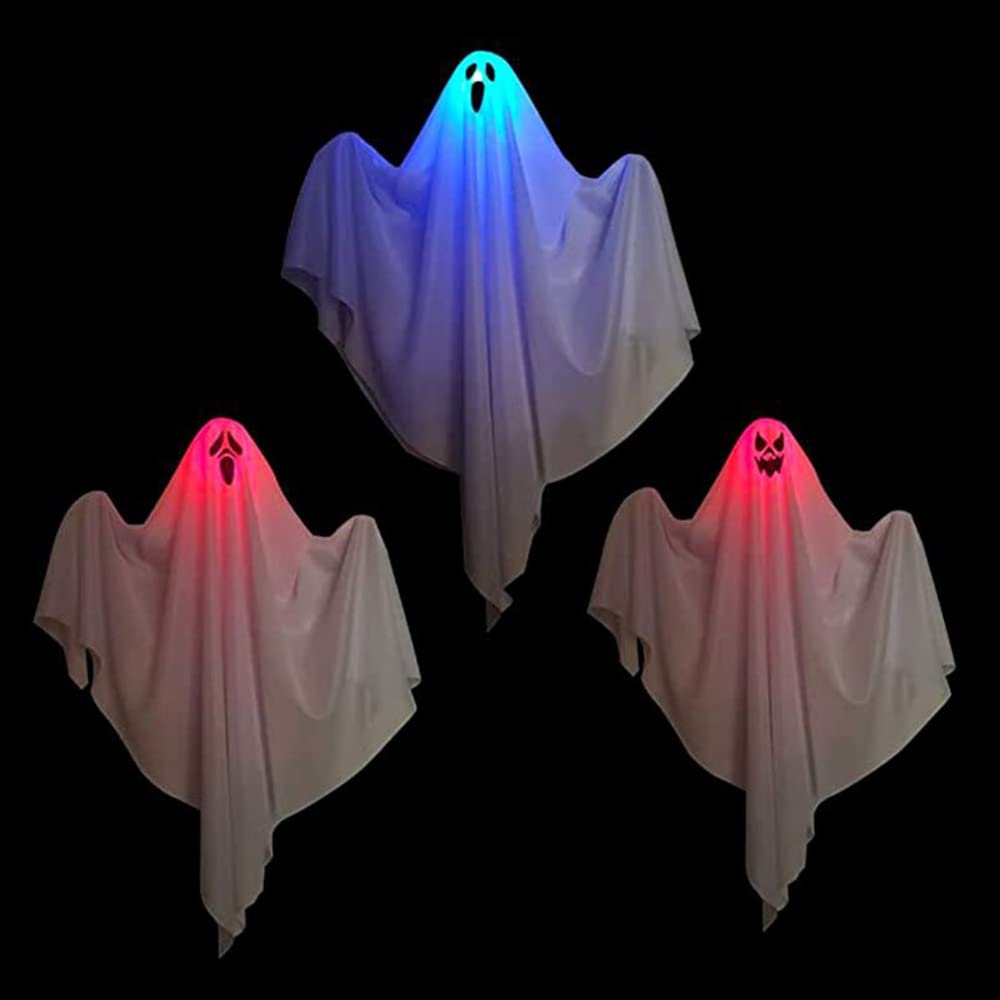 CNMTCCO 3 Fantasmi Luminosi Di Halloween Da Esterno - 80 Cm Con Luci LED Colorate - 2