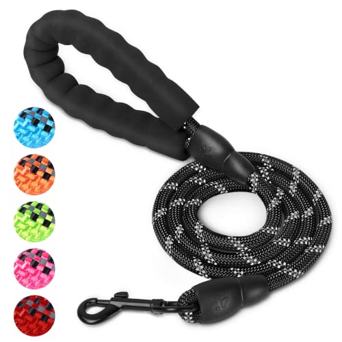 UrbanX Heavy Duty Dog Leash with Comfortable Padded Handle and Highly Reflective Threads for English Cocker Spaniel and Other Medium Sporting Dogs (5FT, Black)