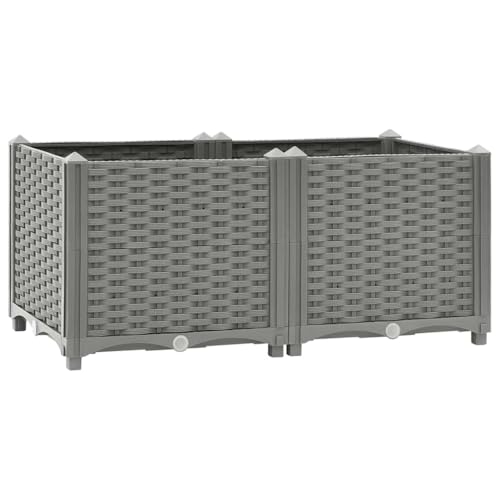 vidaXL Hochbeet, Hochbeet für Garten Balkon Terrasse, Gemüsebeet Pflanzkasten zum Selber Bauen, Blumenbeet Blumenkasten Rattan-Optik, Polypropylen