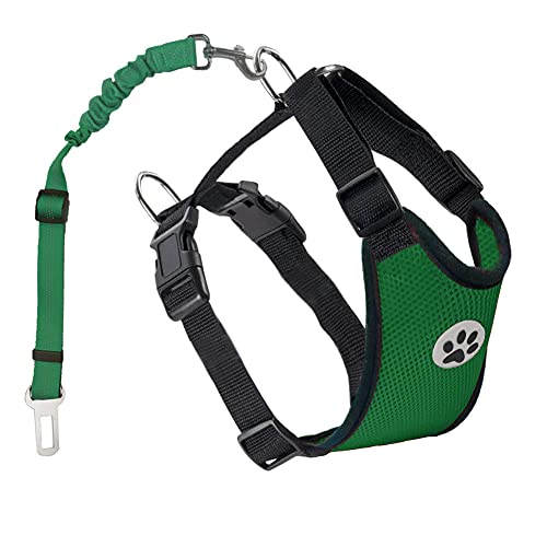 Arnes Perro Coche,Juego de Arnés para Perros con Cinturones de Seguridad para Perros,Correa de Conector de Vehículo de Coche para Perros con Chaleco de Tela de Malla Doble Transpirable Cover