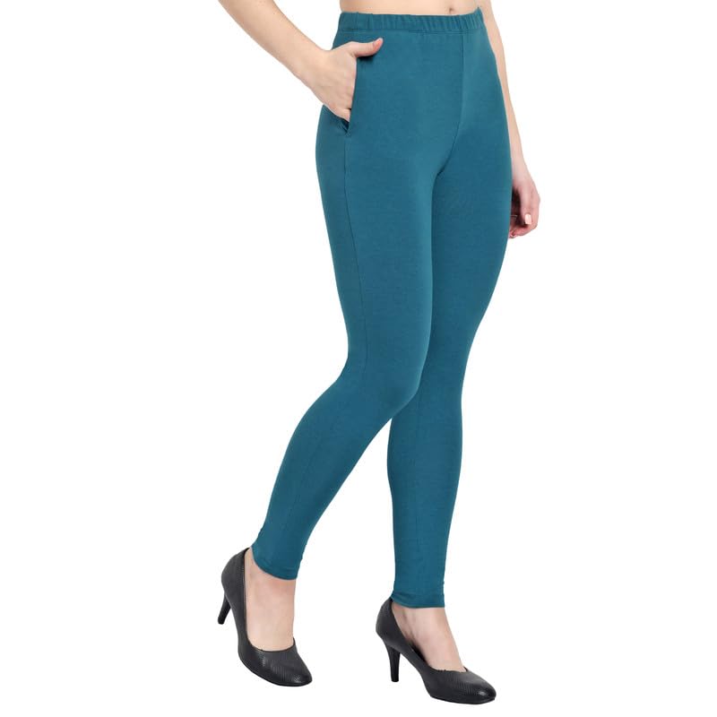 Image of ONE SKY Women Full Length Leggings | Cotton Modal Spandex Blend | High Waist Stretchable & Bio-Washed Fabric | Colour-Lock Technology | Comfortable Leggings for Women