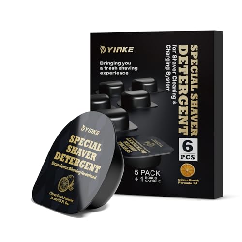 Yinke 6 Pack Cleaner Concentrate Fluid Refill for Braun Clean and Renew Refill Cartridges CCR, Refill Replacement Shaver Cleaning Fluid for Braun Cleaning System Station, Citrus Refresh (6pcs)