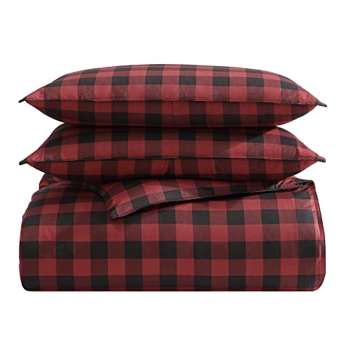 Image of Eddie Bauer - King Comforter Set, Cotton Reversible Bedding, Buffalo Plaid Bedding Set (Red /Black, King)