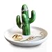 Ceramic Cactus Ring Holder Green & White | Ring, Bracelet, Jewelry, Trinket Tray/Dish | Great for Wedding Ring, Earrings, Diamond Ring & Engagement Ring Holder | Office Desk & Home Decor/Accessories